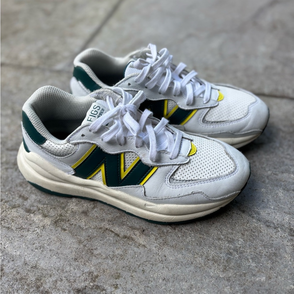 Figs x New Balance White and Green Sneakers